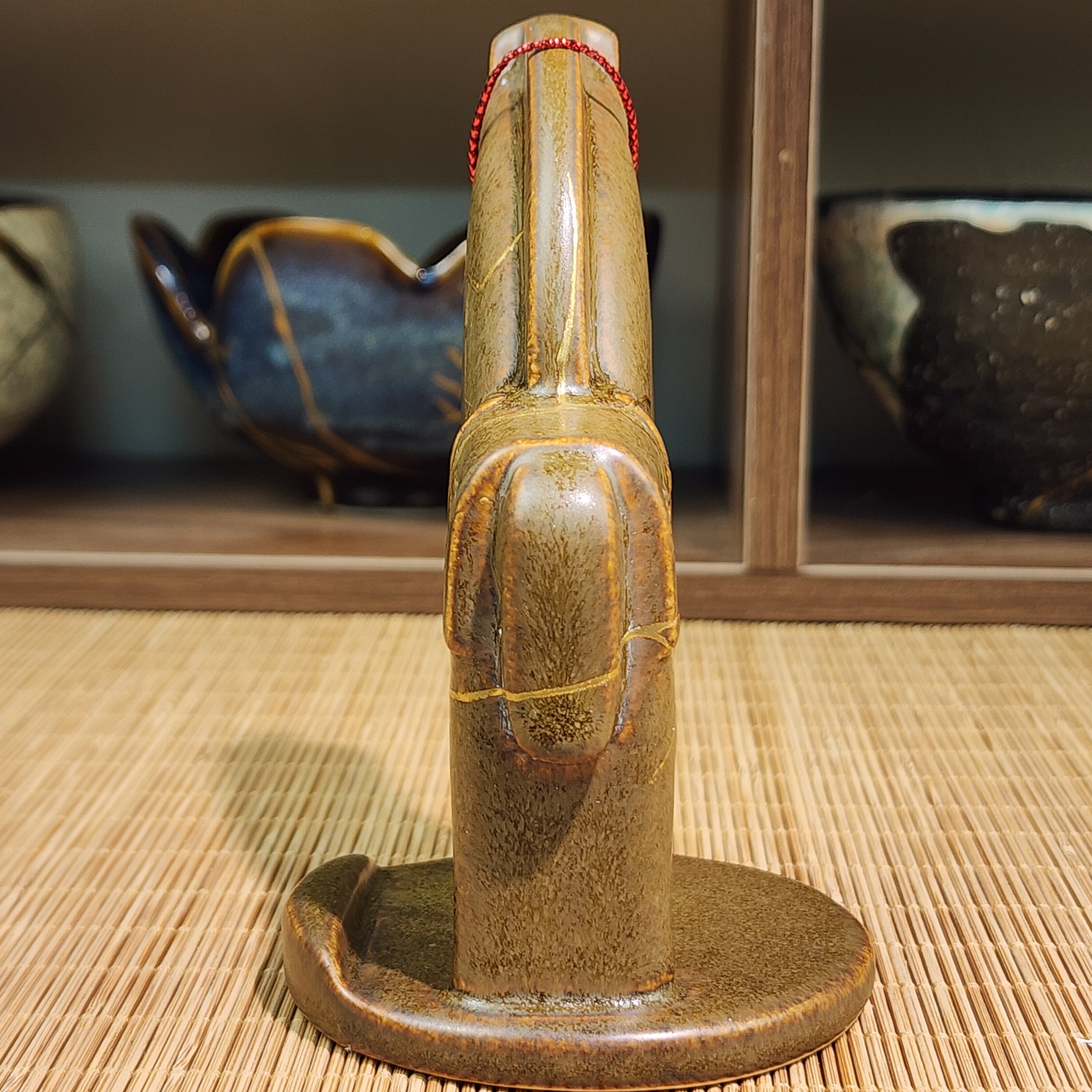 Brown Kintsugi Horse Figurine, Handmade Ceramic Art | Hand-Restored Brown Ceramic Horse, Wabi-Sabi Decor & Meaningful Gift