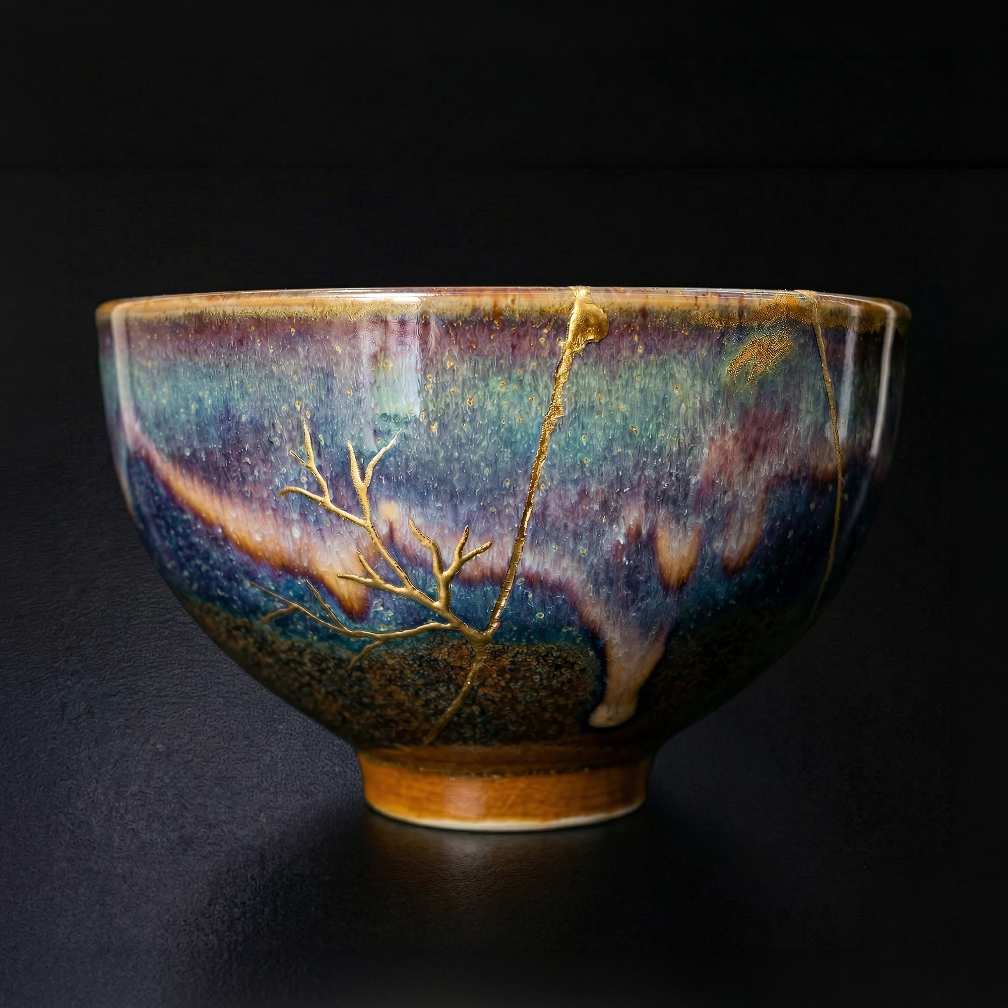 Handcrafted Pink Snow Kintsugi Ceramic Bowl