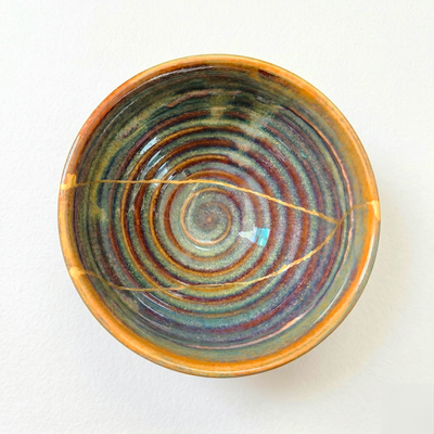 Handcrafted Pink Snow Kintsugi Ceramic Bowl