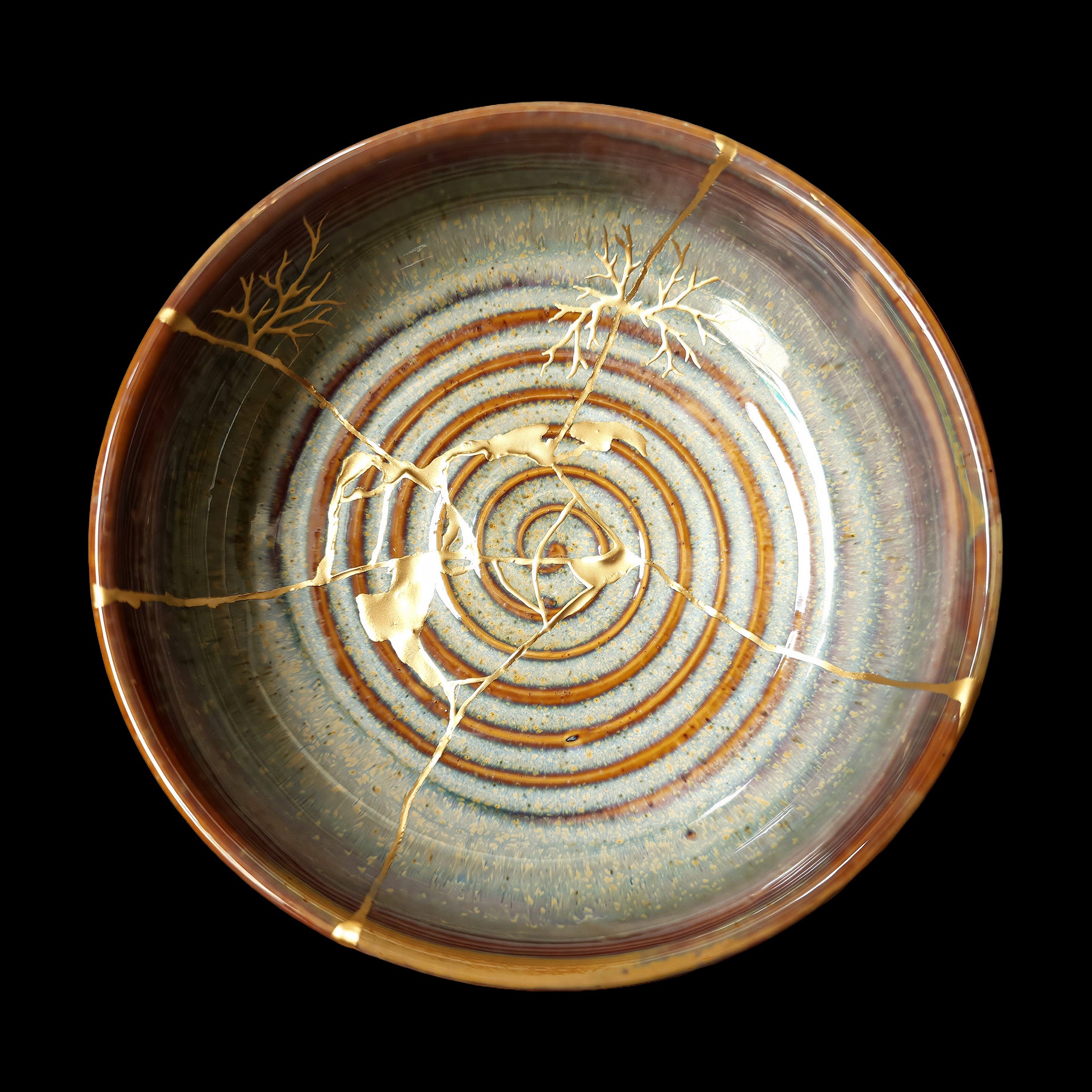 Pink Snow Kintsugi Shallow Rice Bowl, Wabi-Sabi Ceramic Art