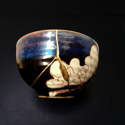 Handcrafted Lotus Leaf Kintsugi Ceramic Bowl