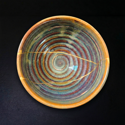 Handcrafted Pink Snow Kintsugi Ceramic Bowl