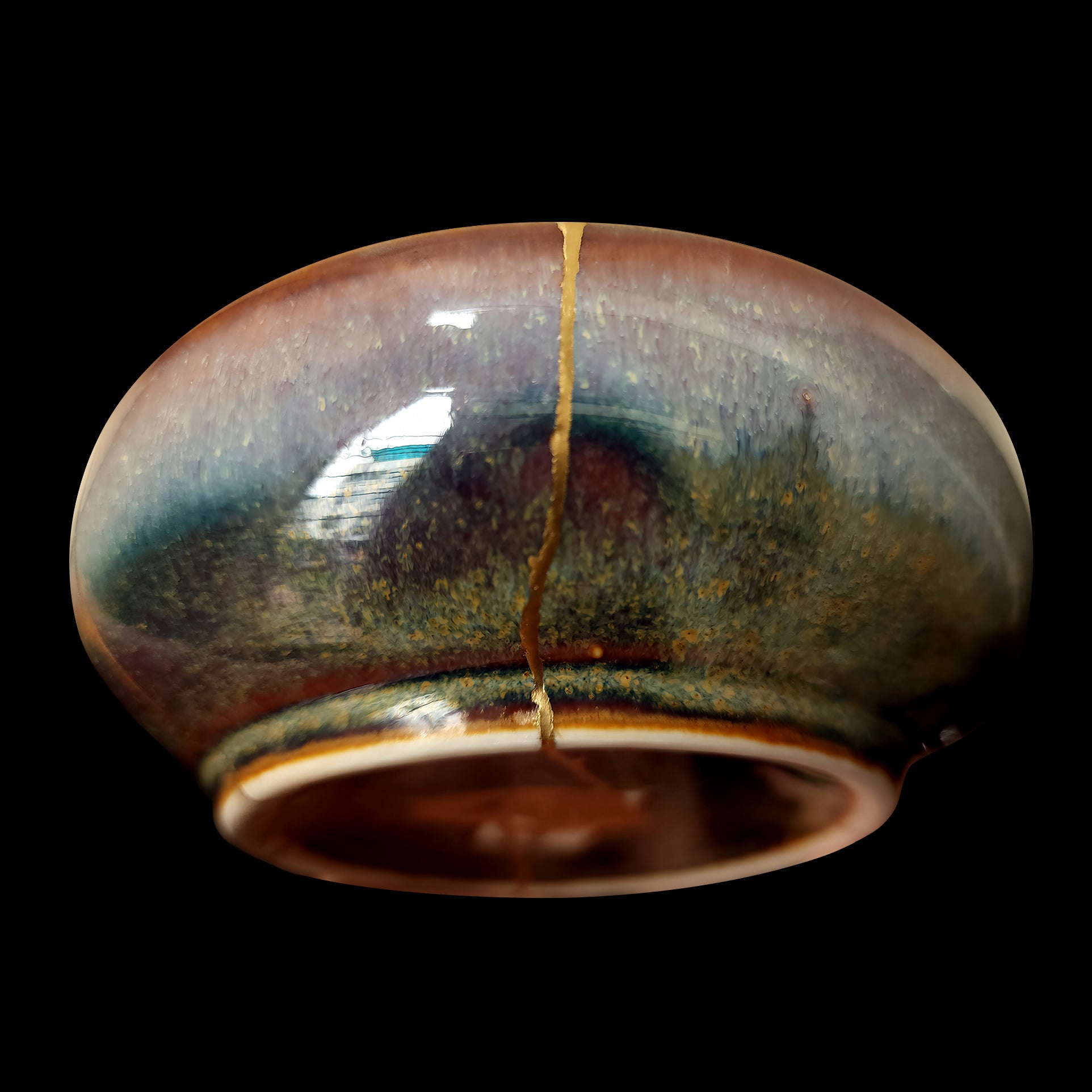 Pink Snow Kintsugi Shallow Rice Bowl, Wabi-Sabi Ceramic Art