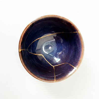Handcrafted Lotus Leaf Kintsugi Ceramic Bowl