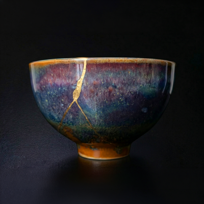 Handcrafted Pink Snow Kintsugi Ceramic Bowl