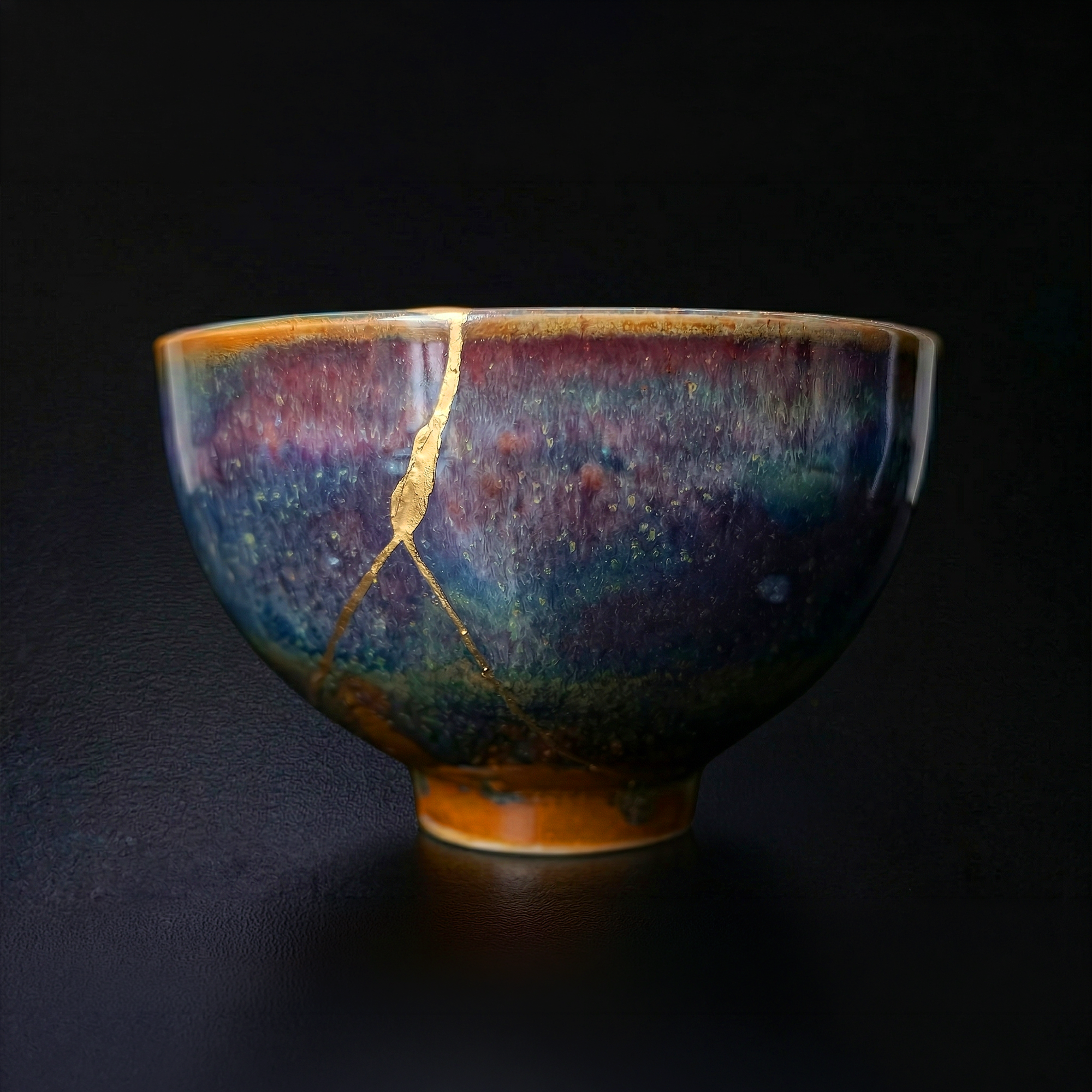 Handcrafted Pink Snow Kintsugi Ceramic Bowl