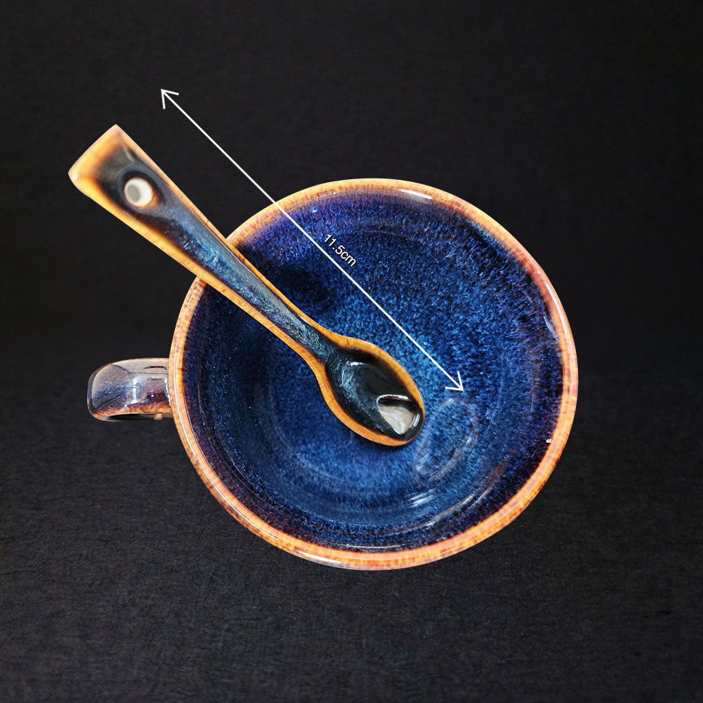 Handcrafted Deep Cosmic Blue Lotus Kintsugi Tea & Coffee Set