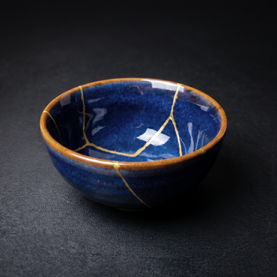 Handcrafted Lotus Leaf Kintsugi Ceramic Bowl