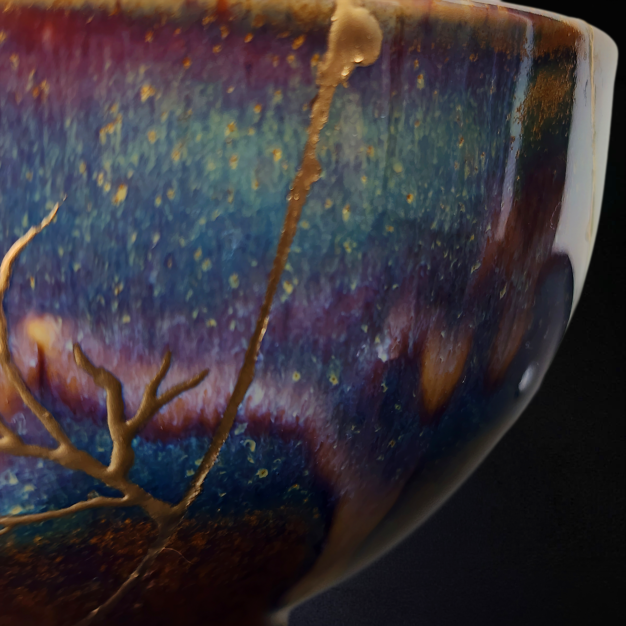 Handcrafted Pink Snow Kintsugi Ceramic Bowl