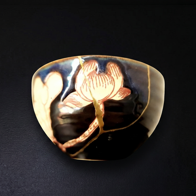 Handcrafted Lotus Leaf Kintsugi Ceramic Bowl